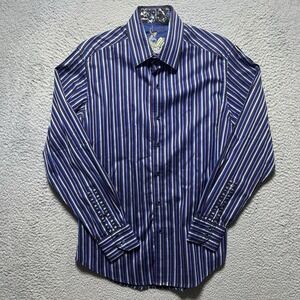 Robert Graham Classic Fit Button Down Up Stripe Long Sleeve Flip Cuff Mens Small